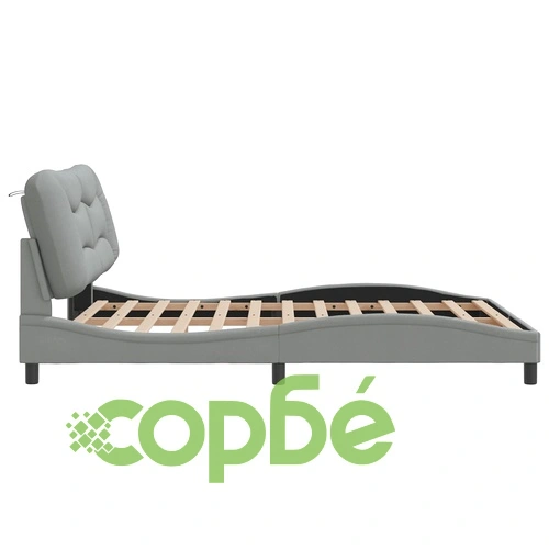 Рамка за легло без матрак, светлосива, 160x200 см, плат ➤ топ цена ➤ sorbe.bg