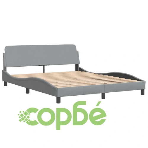 Рамка за легло без матрак, светлосива, 160x200 см, плат ➤ топ цена ➤ sorbe.bg