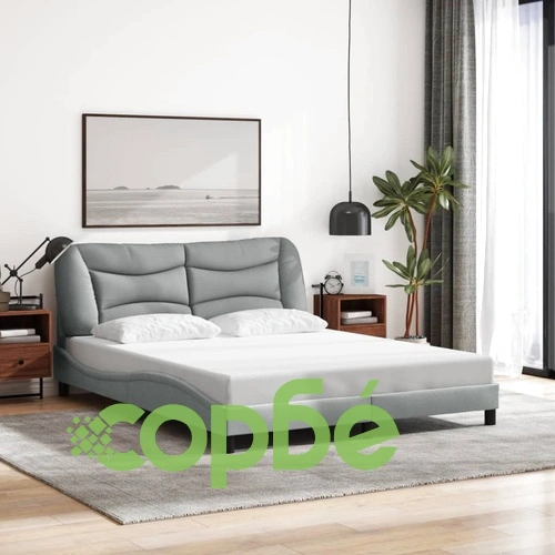 Рамка за легло без матрак, светлосива, 160x200 см, плат ➤ топ цена ➤ sorbe.bg