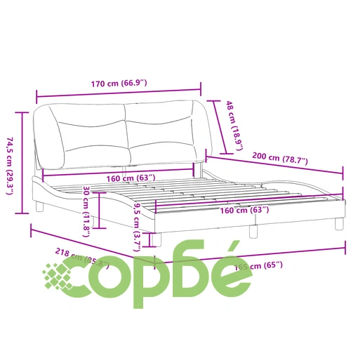 Рамка за легло без матрак, таупе, 160x200 см плат ➤ топ цена ➤ sorbe.bg