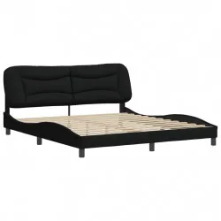 Рамка за легло с табла, черна, 180x200 см, плат