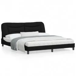 Рамка за легло с табла, черна, 180x200 см, плат