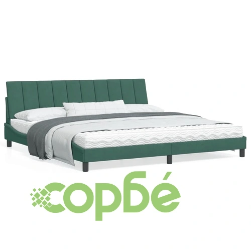 Рамка за легло без матрак, тъмнозелена, 200x200 см, кадифе ➤ топ цена ➤ sorbe.bg