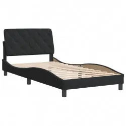 Рамка за легло с табла, черна, 100x200 см, кадифе