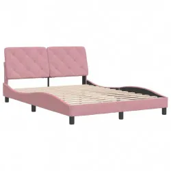 Рамка за легло с табла, розова, 140x190 см, кадифе