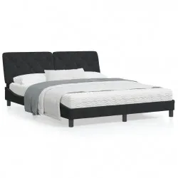 Рамка за легло с табла, черна, 160x200 см, кадифе