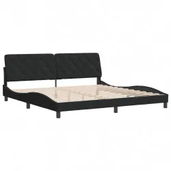 Рамка за легло с табла, черна, 200x200 см, кадифе