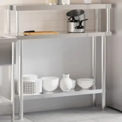 Кухненска работна маса с рафт 110x30x120 см неръждаема стомана