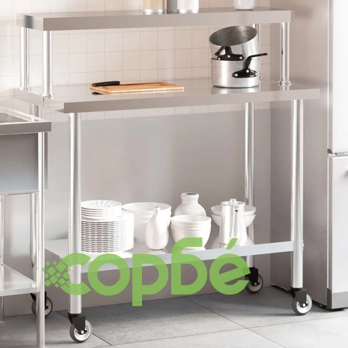 Кухненска работна маса с рафт 110x55x120 см неръждаема стомана ➤ топ цена ➤ sorbe.bg