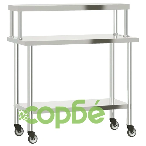 Кухненска работна маса с рафт 110x55x120 см неръждаема стомана ➤ топ цена ➤ sorbe.bg