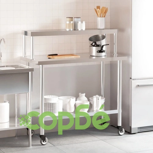 Кухненска работна маса с рафт 110x55x120 см неръждаема стомана ➤ топ цена ➤ sorbe.bg