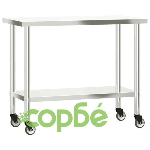 Кухненска работна маса с рафт 110x55x120 см неръждаема стомана ➤ топ цена ➤ sorbe.bg
