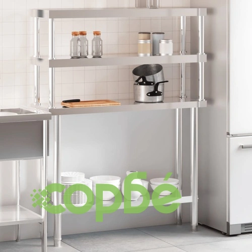 Кухненска работна маса с рафт 110x30x150 см неръждаема стомана ➤ топ цена ➤ sorbe.bg