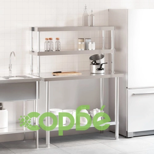 Кухненска работна маса с рафт 110x55x150 см неръждаема стомана ➤ топ цена ➤ sorbe.bg