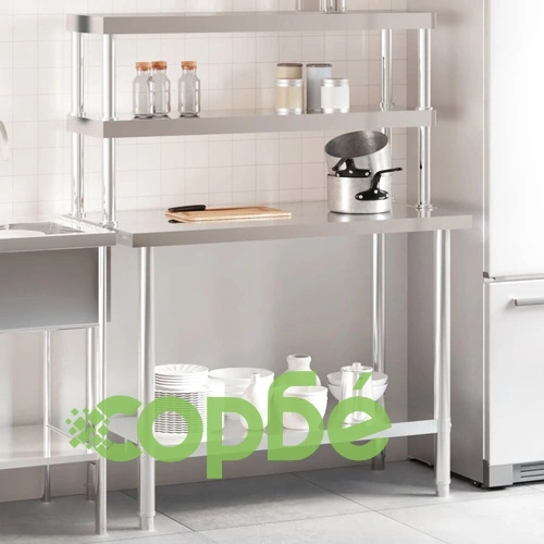 Кухненска работна маса с рафт 110x55x150 см неръждаема стомана ➤ топ цена ➤ sorbe.bg