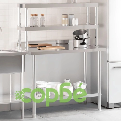Кухненска работна маса с рафт 110x55x150 см неръждаема стомана ➤ топ цена ➤ sorbe.bg