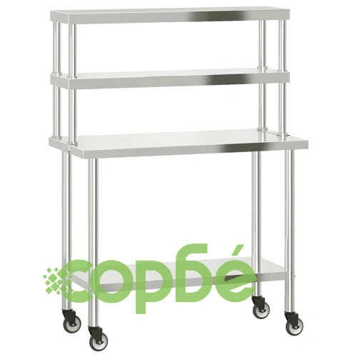 Кухненска работна маса с рафт 110x55x150 см неръждаема стомана ➤ топ цена ➤ sorbe.bg