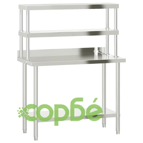 Кухненска работна маса с рафт 110x55x150 см неръждаема стомана ➤ топ цена ➤ sorbe.bg