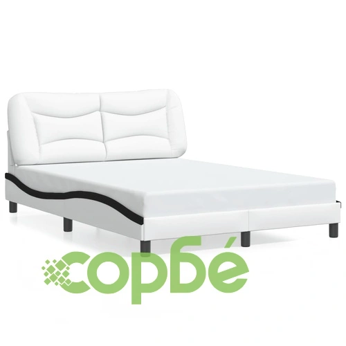 Рамка за легло с табла, бяла, черна, 140x190 см изкуствена кожа ➤ топ цена ➤ sorbe.bg