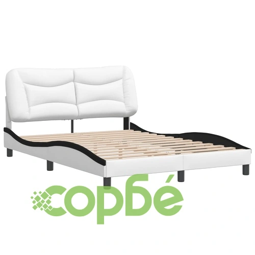 Рамка за легло с табла, бяла, черна, 140x190 см изкуствена кожа ➤ топ цена ➤ sorbe.bg