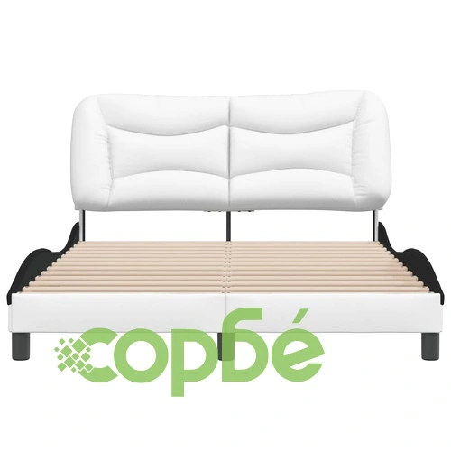 Рамка за легло с табла, бяла, черна, 140x190 см изкуствена кожа ➤ топ цена ➤ sorbe.bg