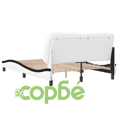 Рамка за легло с табла, бяла, черна, 140x190 см изкуствена кожа ➤ топ цена ➤ sorbe.bg