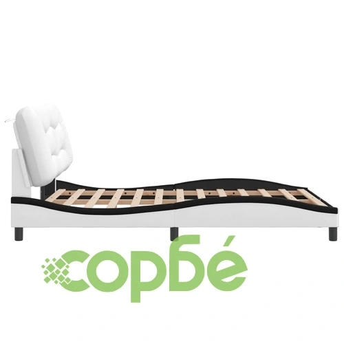 Рамка за легло с табла, бяла, черна, 140x190 см изкуствена кожа ➤ топ цена ➤ sorbe.bg