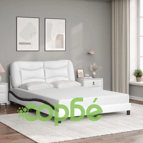 Рамка за легло с табла, бяла, черна, 140x190 см изкуствена кожа ➤ топ цена ➤ sorbe.bg