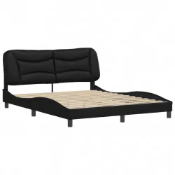 Рамка за легло с табла, черна, 160x200 см, изкуствена кожа