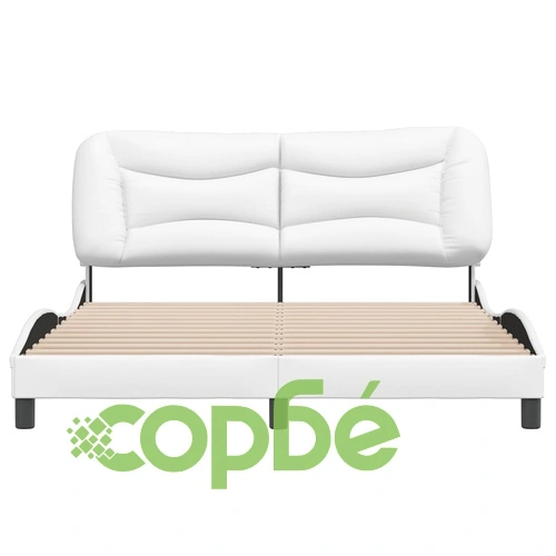 Рамка за легло с табла, бяла, 160x200 см, изкуствена кожа ➤ топ цена ➤ sorbe.bg