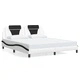 Рамка за легло с табла, бяла, черна, 180x200см, изкуствена кожа