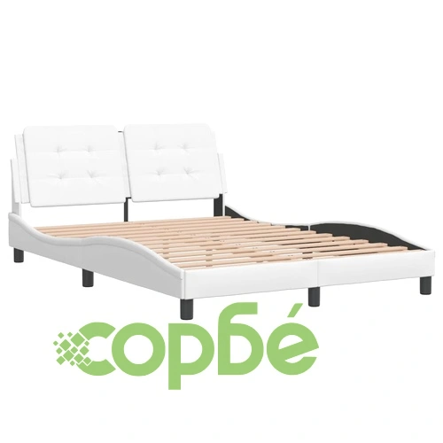 Рамка за легло с табла, бяла, 140x190 см изкуствена кожа ➤ топ цена ➤ sorbe.bg