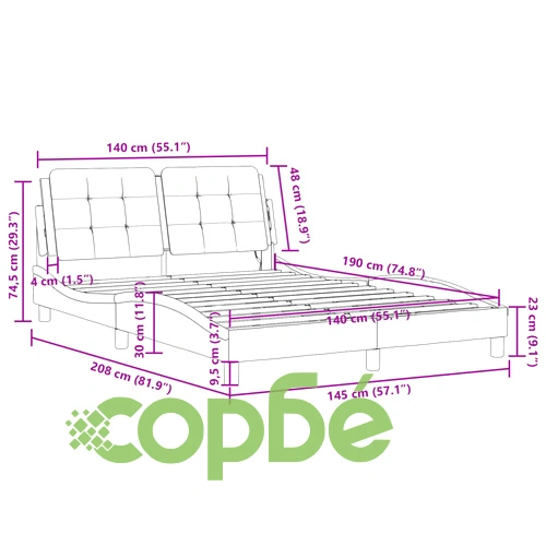 Рамка за легло с табла, бяла, 140x190 см изкуствена кожа ➤ топ цена ➤ sorbe.bg