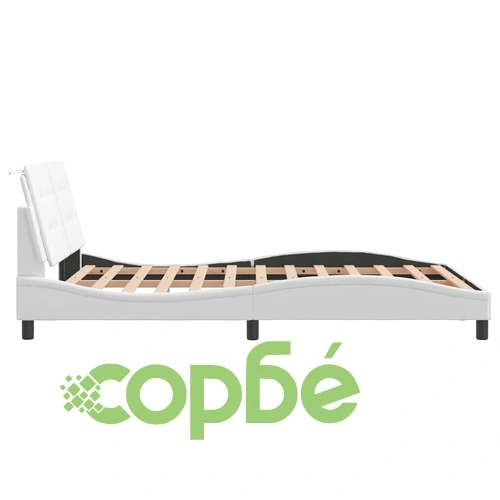 Рамка за легло с табла, бяла, 140x190 см изкуствена кожа ➤ топ цена ➤ sorbe.bg