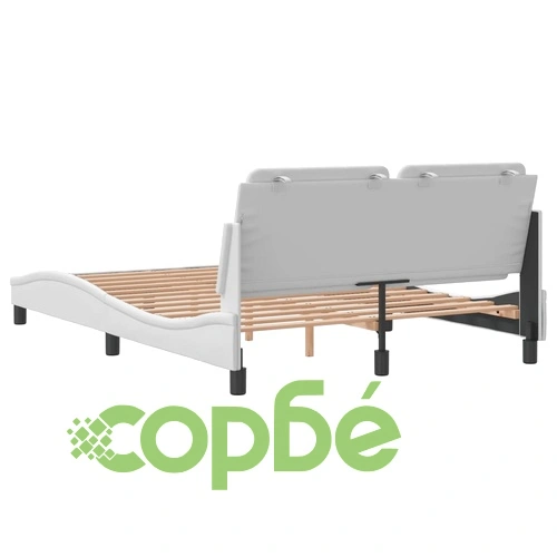 Рамка за легло с табла, бяла, 140x190 см изкуствена кожа ➤ топ цена ➤ sorbe.bg