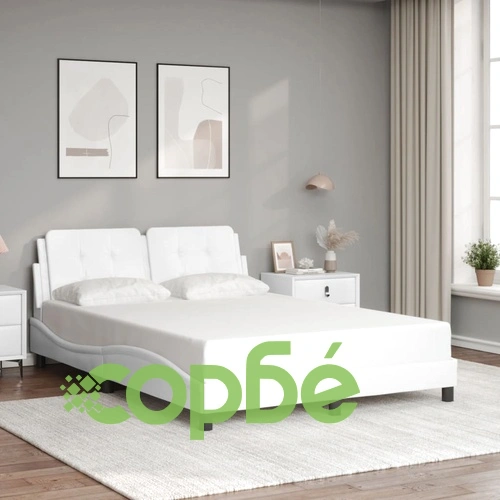 Рамка за легло с табла, бяла, 140x190 см изкуствена кожа ➤ топ цена ➤ sorbe.bg