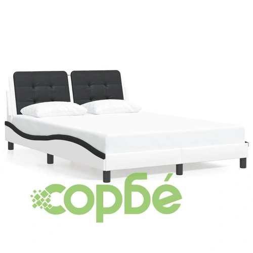 Рамка за легло с табла, бяла, черна, 140x190 см изкуствена кожа ➤ топ цена ➤ sorbe.bg