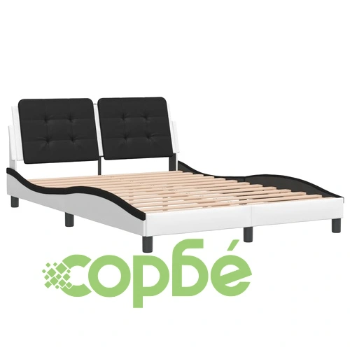 Рамка за легло с табла, бяла, черна, 140x190 см изкуствена кожа ➤ топ цена ➤ sorbe.bg