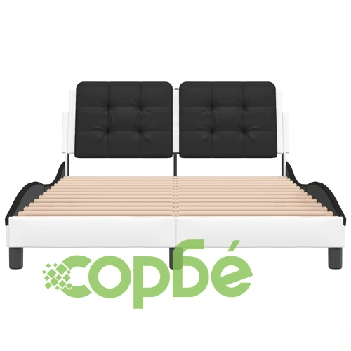 Рамка за легло с табла, бяла, черна, 140x190 см изкуствена кожа ➤ топ цена ➤ sorbe.bg