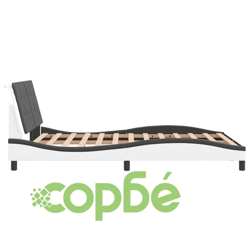 Рамка за легло с табла, бяла, черна, 140x190 см изкуствена кожа ➤ топ цена ➤ sorbe.bg