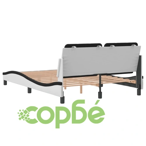 Рамка за легло с табла, бяла, черна, 140x190 см изкуствена кожа ➤ топ цена ➤ sorbe.bg