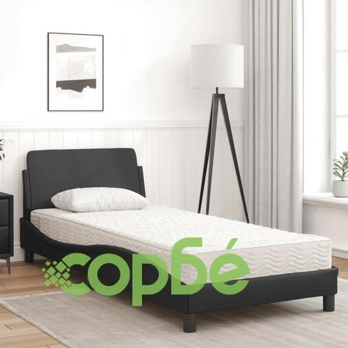 Легло с матрак, черно, 90x190 см изкуствена кожа ➤ топ цена ➤ sorbe.bg