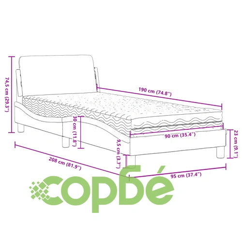 Легло с матрак, черно, 90x190 см изкуствена кожа ➤ топ цена ➤ sorbe.bg