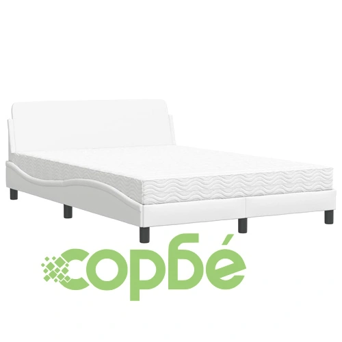 Легло с матрак, бяло, 140x190 см изкуствена кожа ➤ топ цена ➤ sorbe.bg