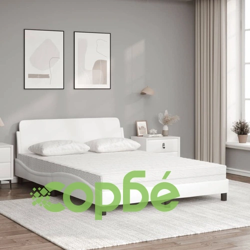 Легло с матрак, бяло, 140x190 см изкуствена кожа ➤ топ цена ➤ sorbe.bg