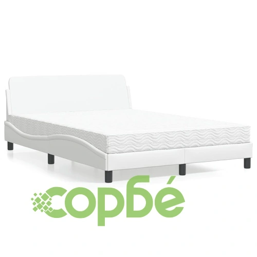 Легло с матрак, бяло, 140x190 см изкуствена кожа ➤ топ цена ➤ sorbe.bg