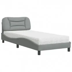 Легло с матрак, светлосиво, 90x190 см, плат