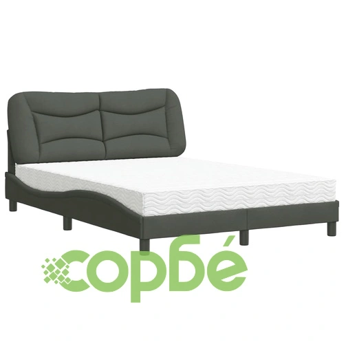 Легло с матрак, тъмносиво, 140x190 см плат ➤ топ цена ➤ sorbe.bg