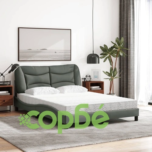 Легло с матрак, тъмносиво, 140x190 см плат ➤ топ цена ➤ sorbe.bg