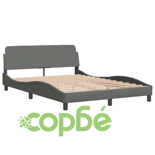 Легло с матрак, тъмносиво, 140x190 см плат ➤ топ цена ➤ sorbe.bg